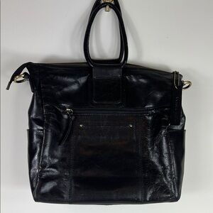 Nino Bossi Handbag Jara’s Ring Leather Tote Hobo Bag Black Zipper Close